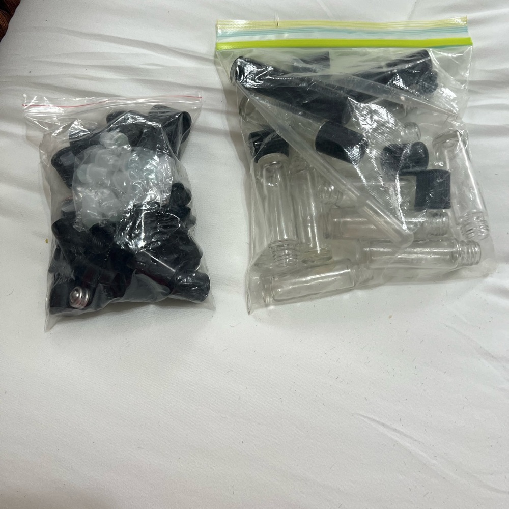 Clear and Black glass roller Bottles Set for oils or perfume